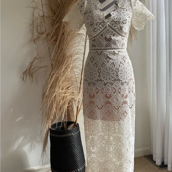 Self-Portrait Dresses Selfportrait White Lace Midi Dress